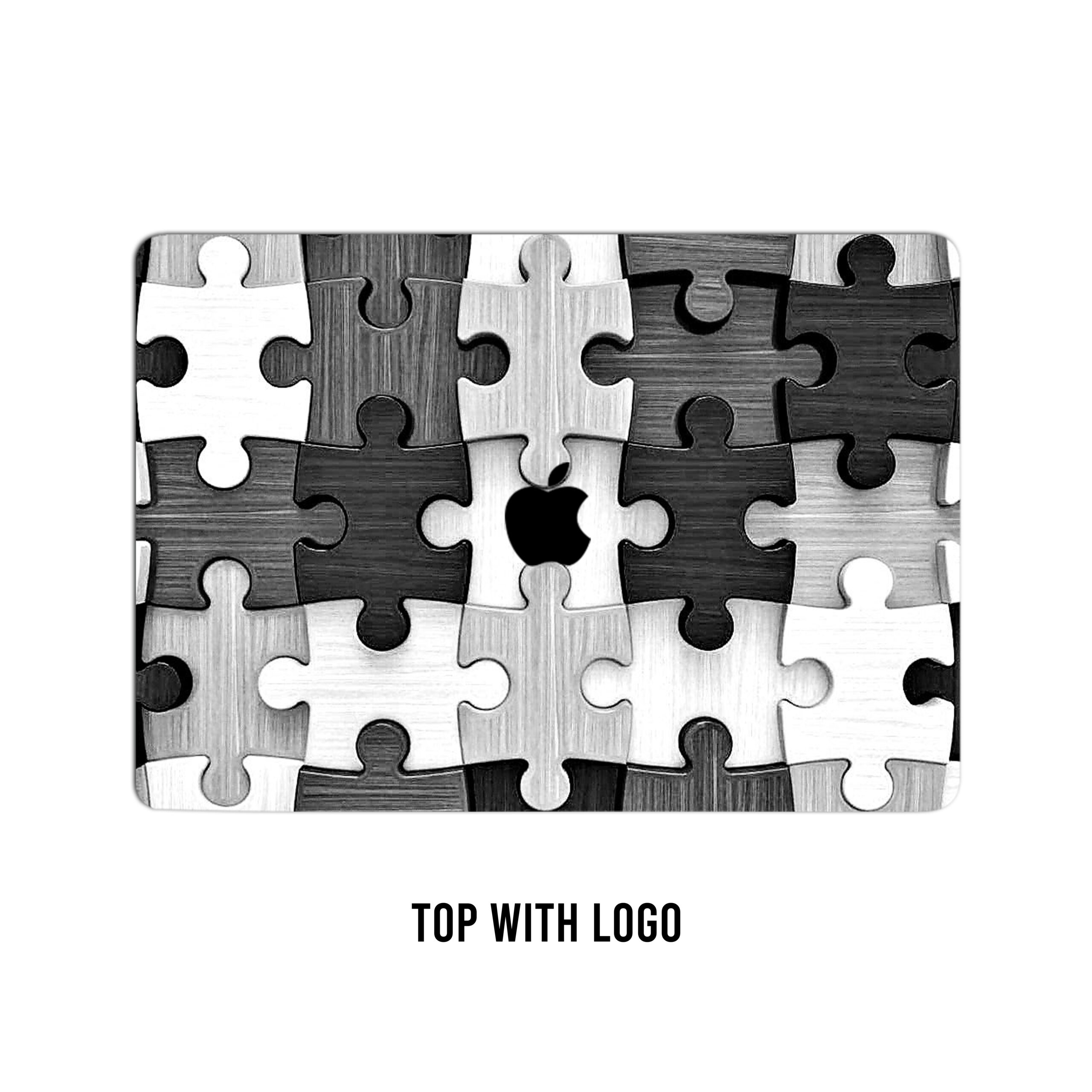 Puzzle Harmony! Monochrome Jigsaw Laptop Skin. Unveiling the Beauty of Seamless Connection and Elegant Complexity