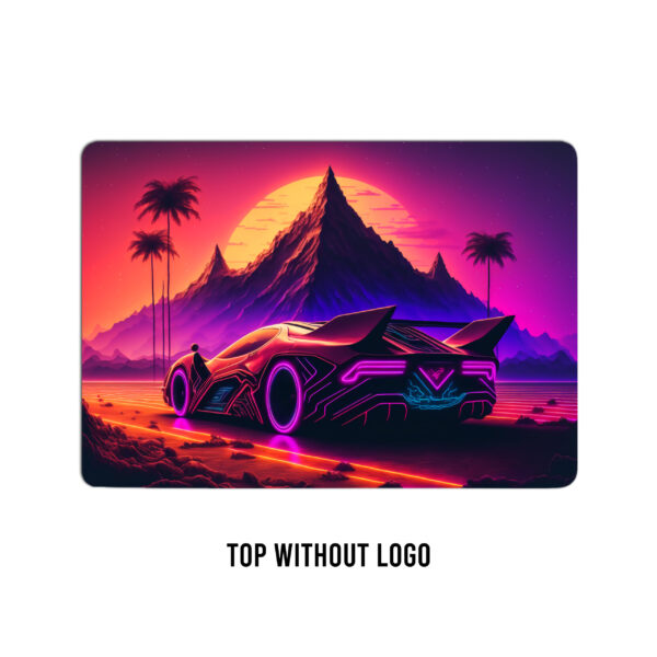 Neon velocity! Synthwave sports car laptop skin. Ride the retro wave in high-tech style on your device - Image 2