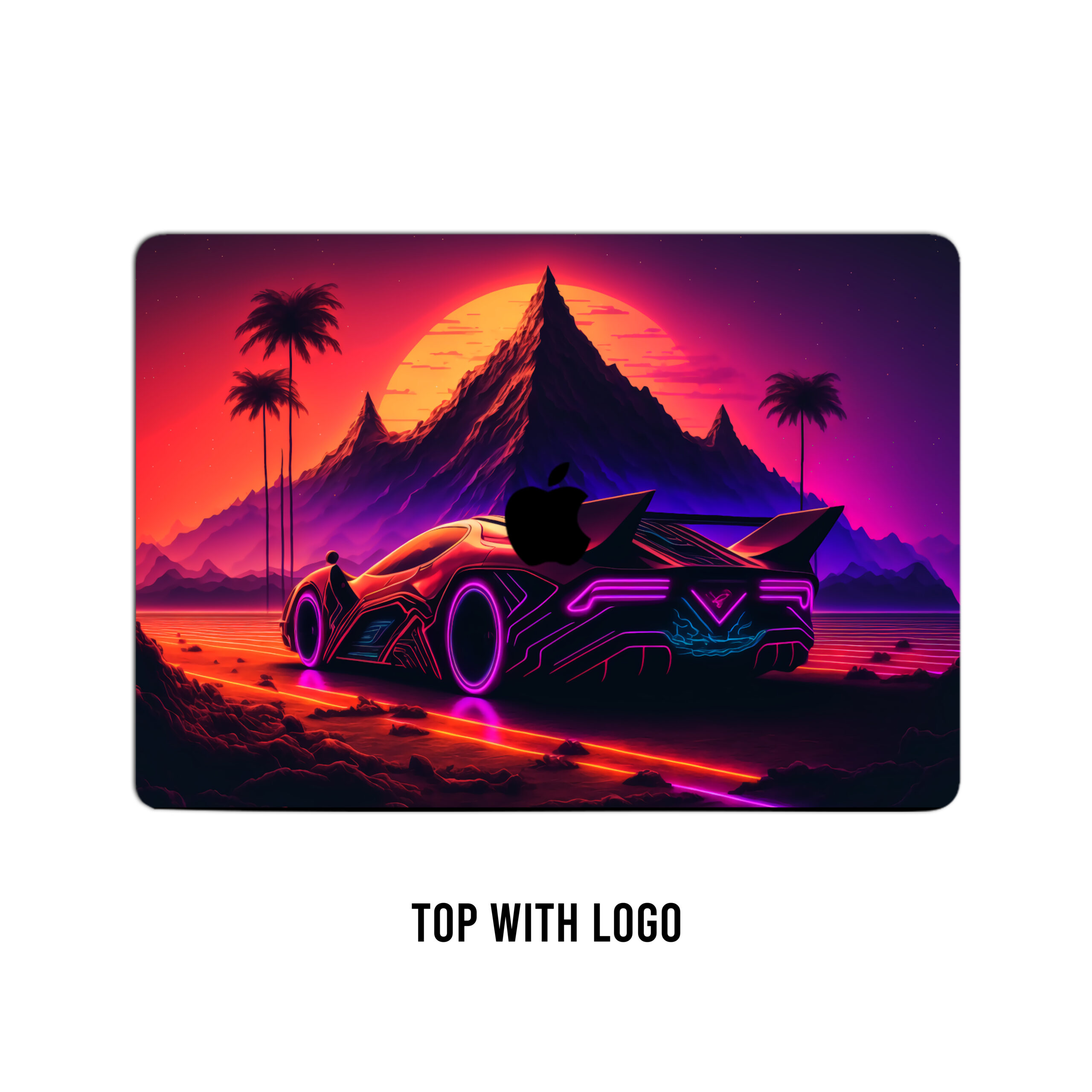 Neon velocity! Synthwave sports car laptop skin. Ride the retro wave in high-tech style on your device