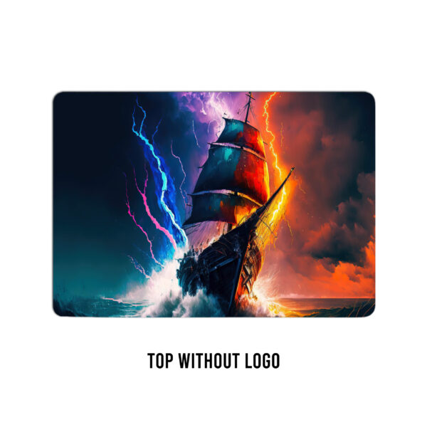 Electrifying horizons! Ocean ship lightning spectacle laptop skin. Immerse your device in nature's colorful symphony - Image 2