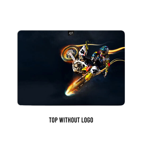 Dirt knight's ride! Motorcycle adventure laptop skin. Conquer the trails with boldness and bravery on your device - Image 2