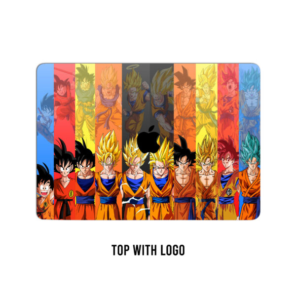 Goku's ascension! A dynamic evolution grid. Transformative all-forms poster laptop skin for saiyan power on the go