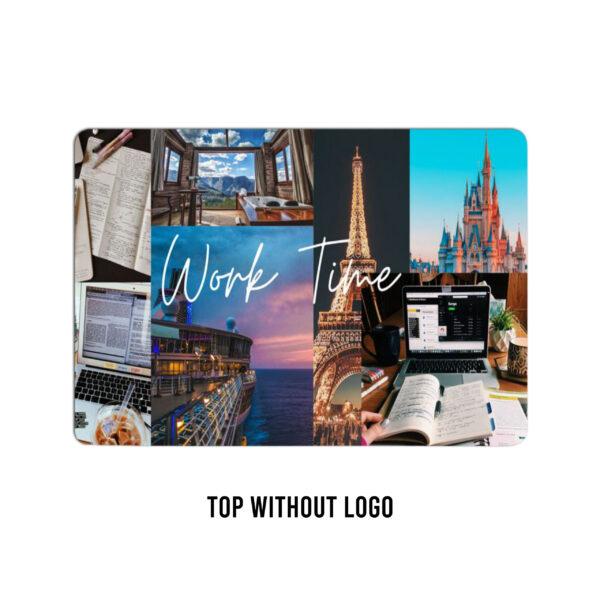 Global workspace wanderlust! A journey through destinations. 'work time' laptop skin, unleash productivity in every port of call - Image 2