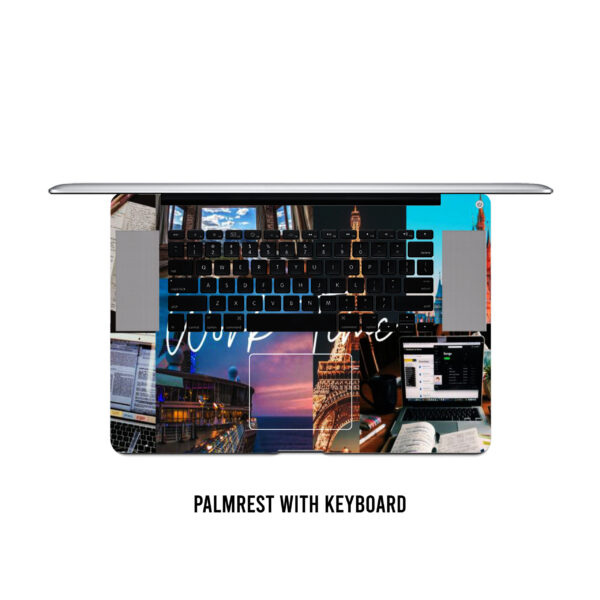 Global workspace wanderlust! A journey through destinations. 'work time' laptop skin, unleash productivity in every port of call - Image 4