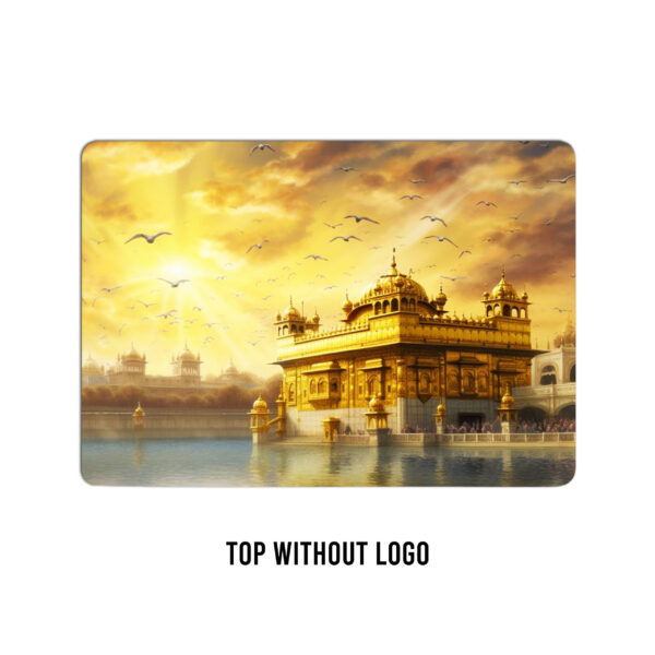 Sacred luminescence! Golden temple bliss canvas effect laptop skin - Image 2