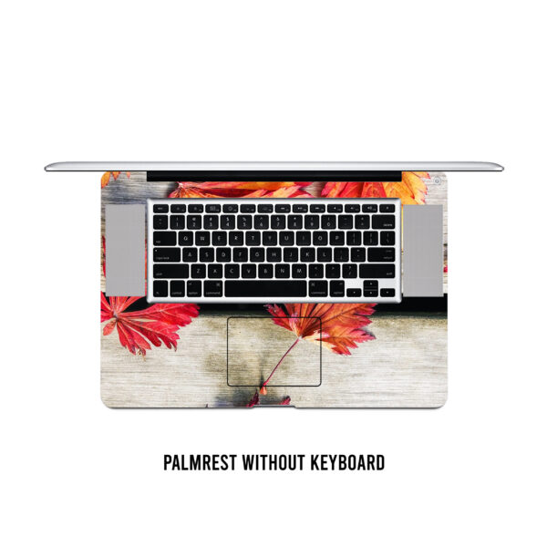 Maple serenity! Japanese leaves on wooden deck laptop skin - Image 4