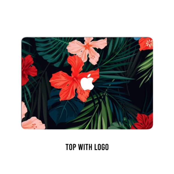 My laptop skin, a tapestry of nature's elegance! Leaves and flowers dancing in harmony with every click