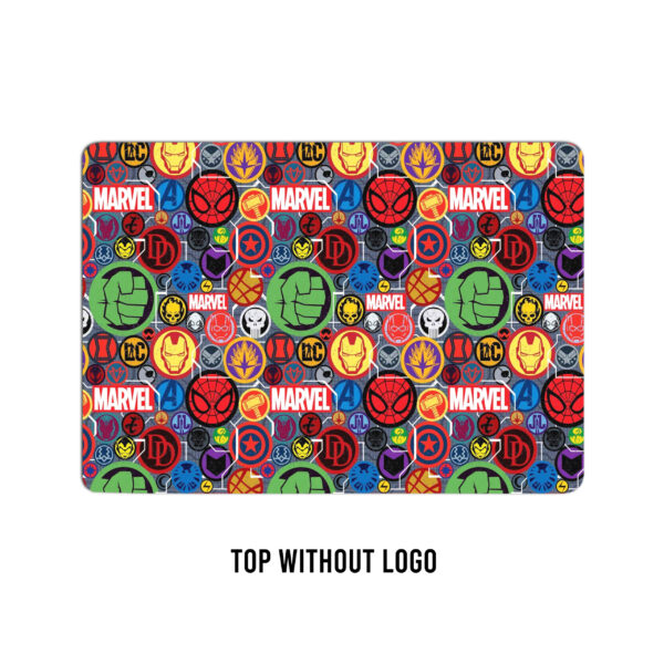 Dive into the Marvel universe with this vibrant collage, a mesmerizing assembly of iconic character symbols and their respective colors - Image 2