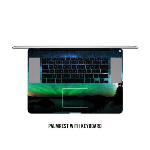 Laptop wrap is embracing the cosmic ballet in lush green, where the sun takes center stage in the grand celestial theater - Image 3