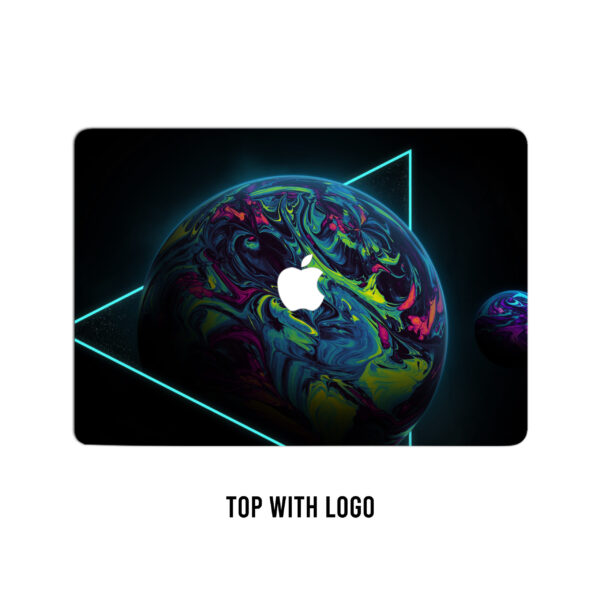 Prismatic planet! multicolored world encircled by an illuminating triangle laptop wrap