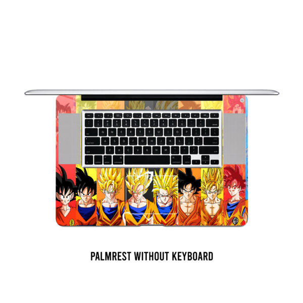 Goku's ascension! A dynamic evolution grid. Transformative all-forms poster laptop skin for saiyan power on the go - Image 3